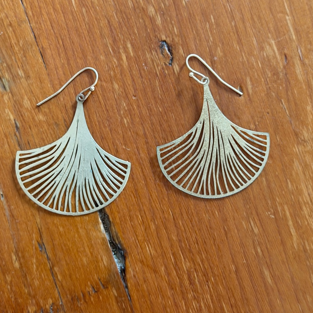 Delicate Gold Fan Drop Earrings